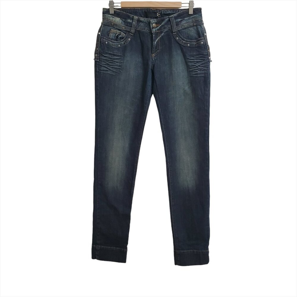 Just Cavalli Womens Jeans Size 30 Embellished Metal Studs Pockets Dark B…